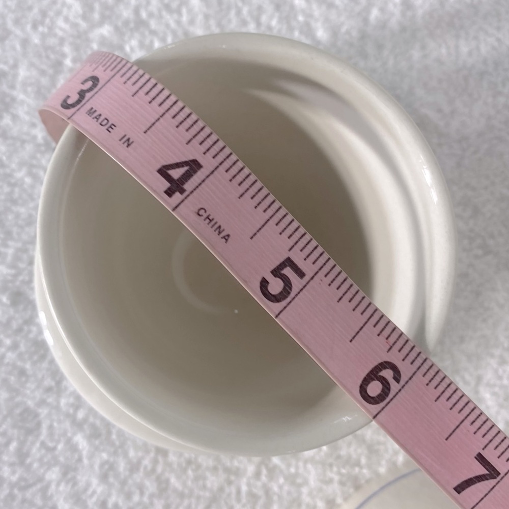 White Ceramic Butter Bell W Blue Line Accent - Picture 10 of 13